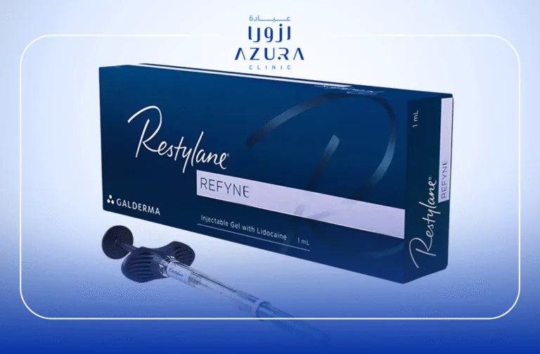 Restylane Refyne gel filler for natural facial sculpting, wrinkle softening, and refreshed facial contouring at Azura Clinic Muscat