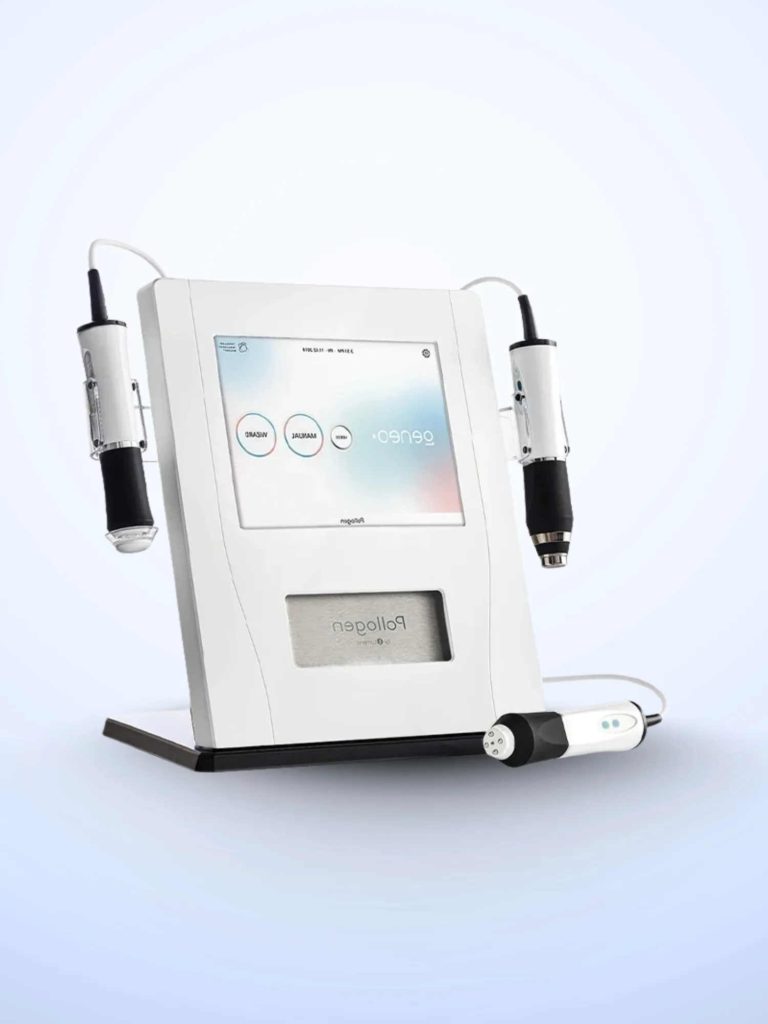 Pollogen device for skin tightening, facial rejuvenation, texture improvement, and non-invasive aesthetic treatments at Azura Clinic Muscat